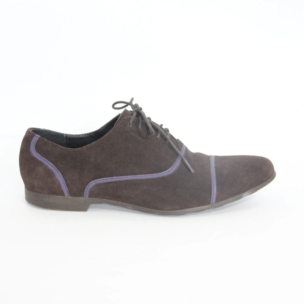 Bugatchi Mens Oxford sz 8.5 Leather Cap Toe Dress Shoes Oxford Derby Work